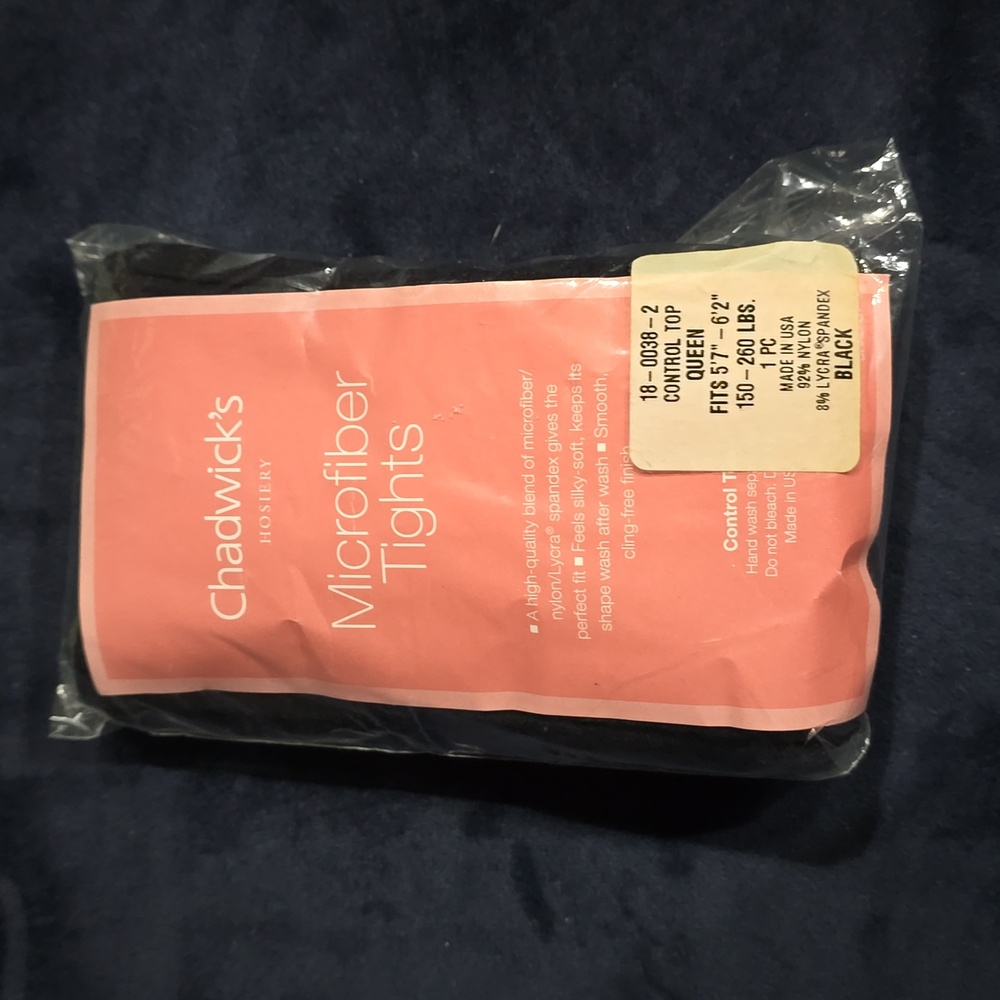 Chadwick's Hosery Microfiber Tights - Black -  Control Top